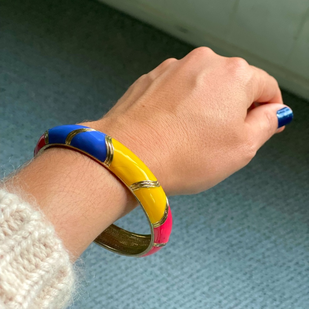 Trichromatic brass enamel bracelet